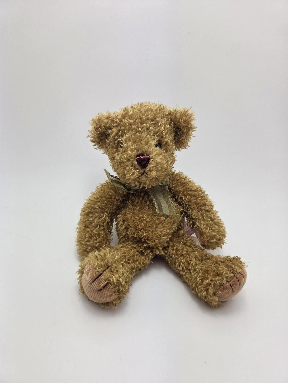 Russ "Glimmers" the Sparkly Teddy Bear Green Bow (6 inch)